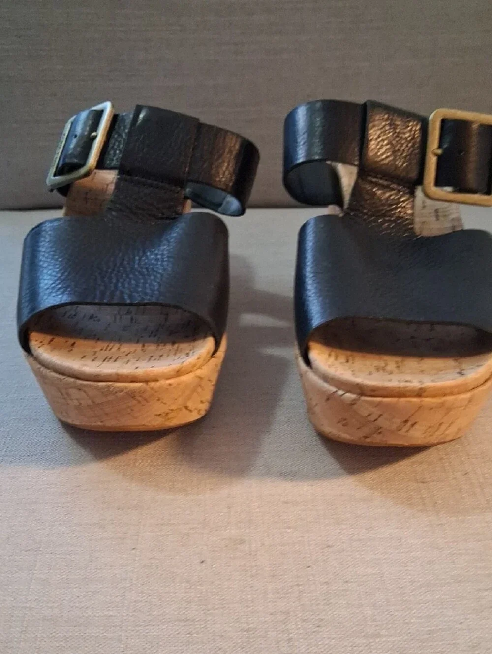 Kork-Ease Kids Black Cork Slide Sandals with Buckle Accent